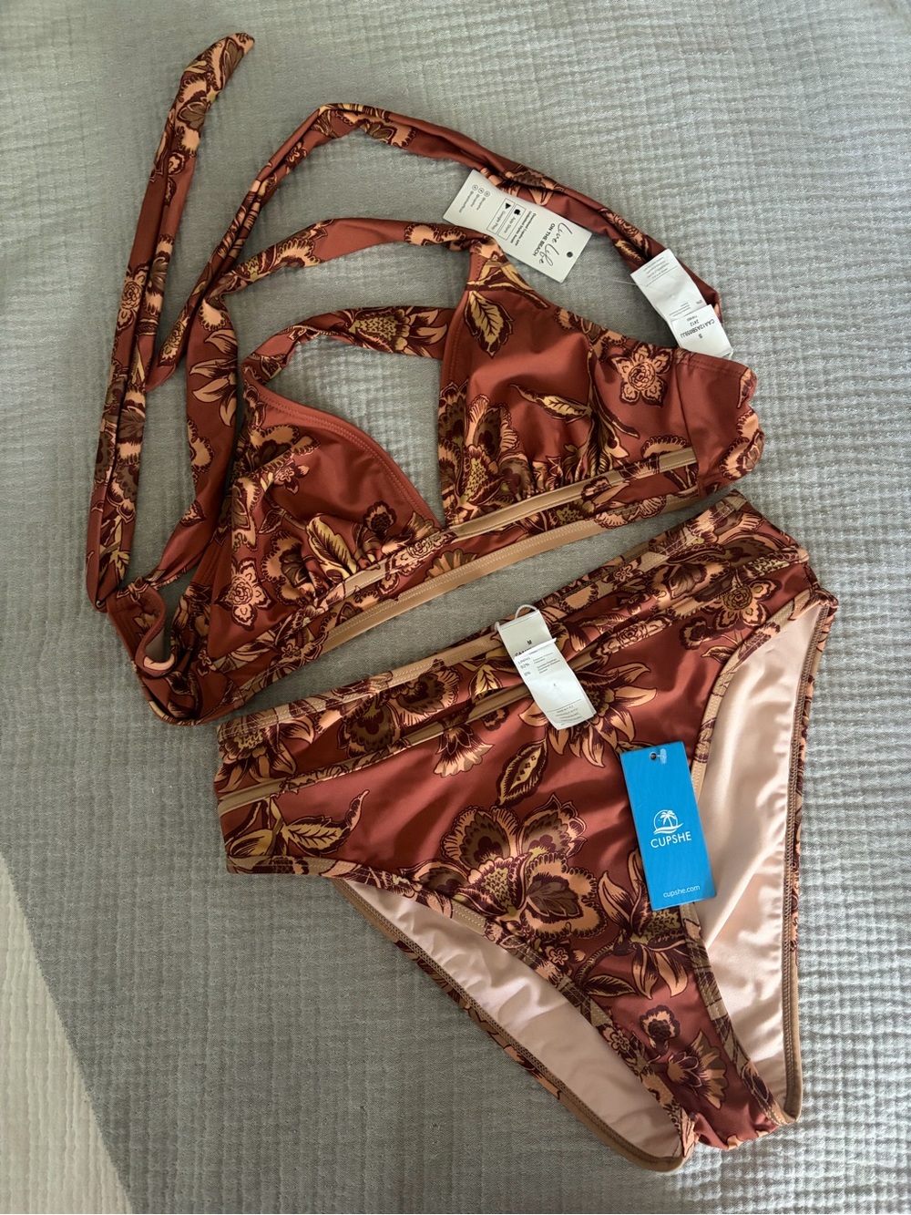 Cupshe Floral Tie-Back Bikini Set